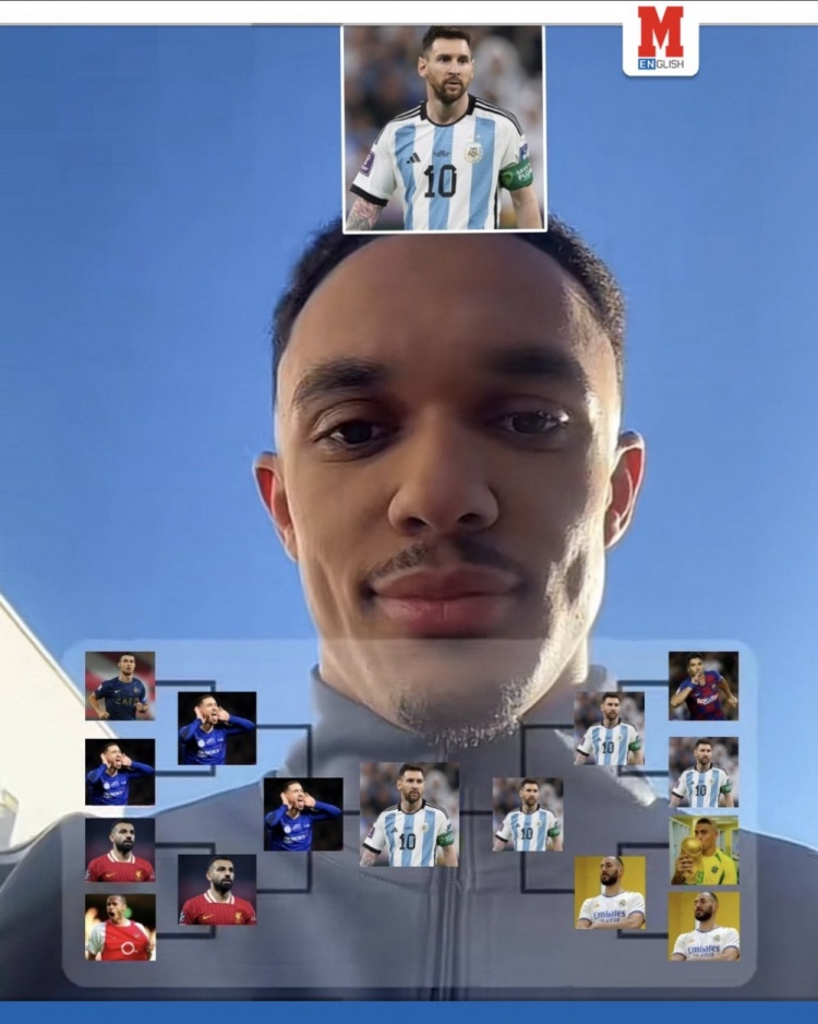 阿諾德在表格游戲中選了梅西為GOAT，C羅比不過阿扎爾