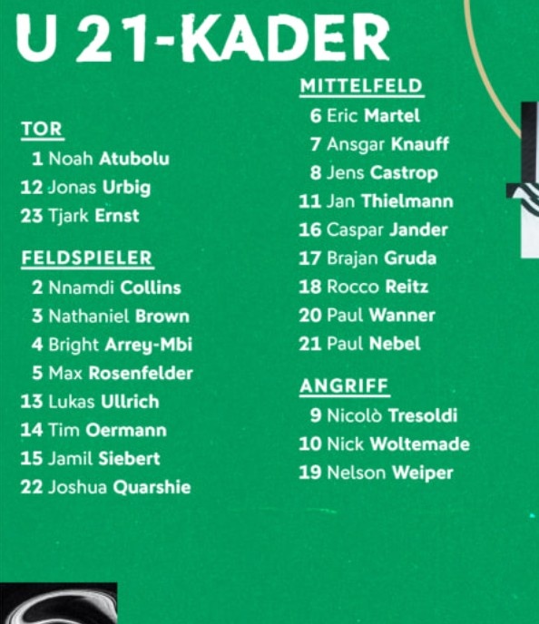 德國U21大名單：沃爾特馬德、烏爾比希、克瑙夫、萬納爾入選