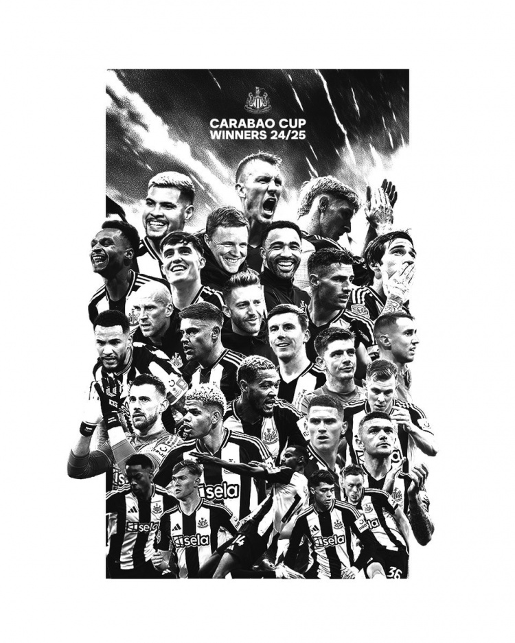 紐卡斯爾官推曬奪冠紀念海報：我們是聯(lián)賽杯冠軍！