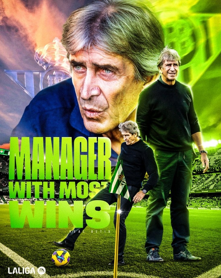 佩萊格里尼率貝蒂斯在西甲取得79勝，成為隊史西甲勝場數(shù)最多主帥