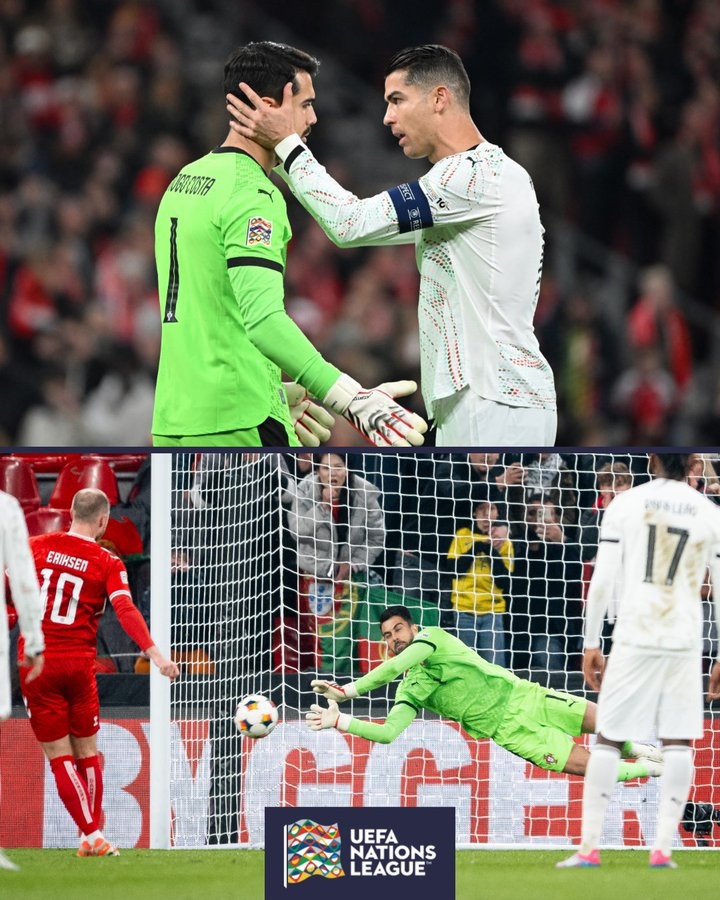 給建議了？歐國聯(lián)官推：C羅與科斯塔耳語，隨后后者撲出點球