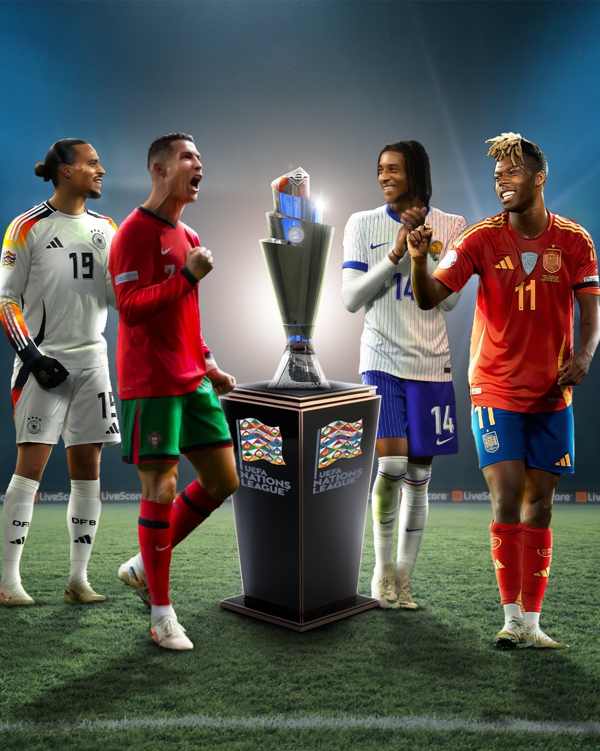 歐國(guó)聯(lián)半決賽對(duì)陣：德國(guó)vs葡萄牙 ，西班牙vs法國(guó)