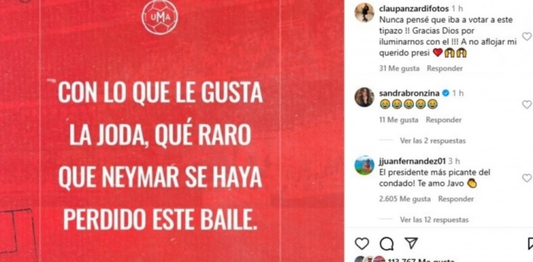 4-1大勝，阿根廷總統(tǒng)嘲諷內(nèi)馬爾：他如此愛(ài)聚會(huì)，缺席令人奇怪