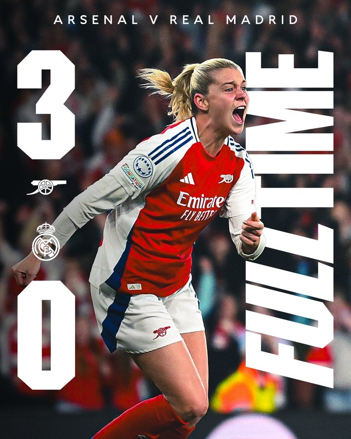 絕地逆轉(zhuǎn)！阿森納女足首回合0-2 次回合3-0逆轉(zhuǎn)皇馬，晉級歐冠4強