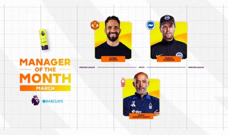 英超3月最佳教練候選：阿莫林、赫爾澤勒、努諾