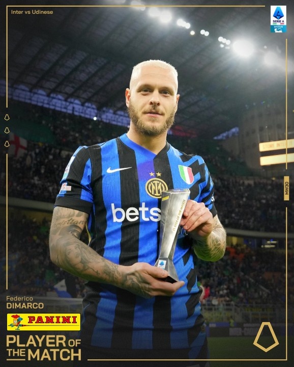 助攻雙響！迪馬爾科當(dāng)選國米2-1烏迪內(nèi)斯一役全場最佳